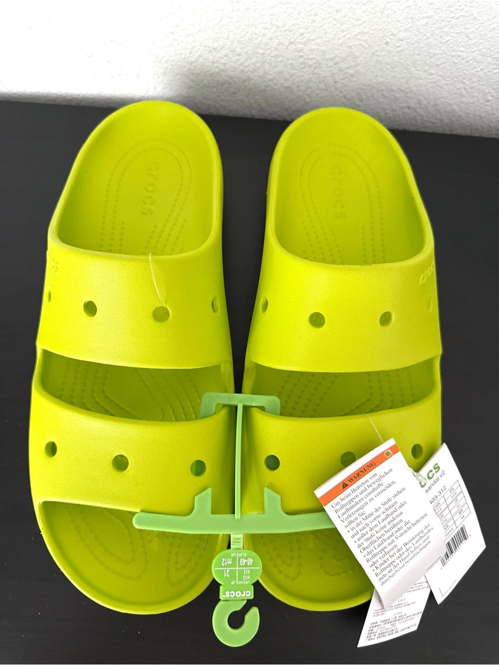 Crocs Lime Green Dual-Strap Classic Slide Sandals